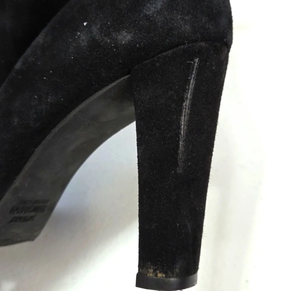 Stuart Weitzman Catch Suede Ankle Tie Bootie Black